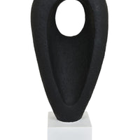 Decorative Tabletop Accent, White Marble Base, Black Teardrop, 18 Inch-BM353539
