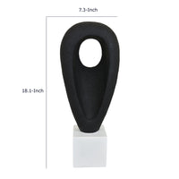 Decorative Tabletop Accent, White Marble Base, Black Teardrop, 18 Inch-BM353539