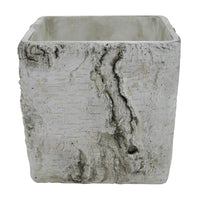 Outdoor Decorative Planter, Faux Bois Textured Terracotta, 7 Inch Gray-BM353540