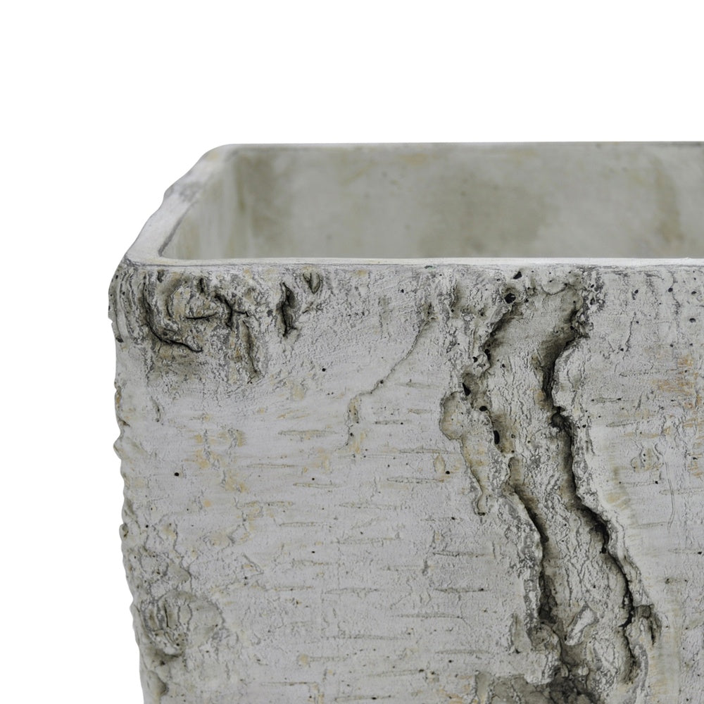 Outdoor Decorative Planter, Faux Bois Textured Terracotta, 7 Inch Gray-BM353540