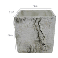Outdoor Decorative Planter, Faux Bois Textured Terracotta, 7 Inch Gray-BM353540