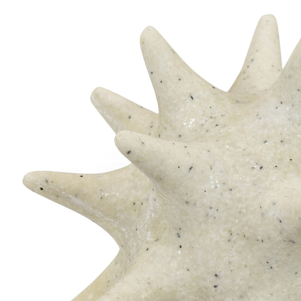 Spiked Tabletop Décor, Textured Coastal Accent, White Resin, 8 Inch-BM353541