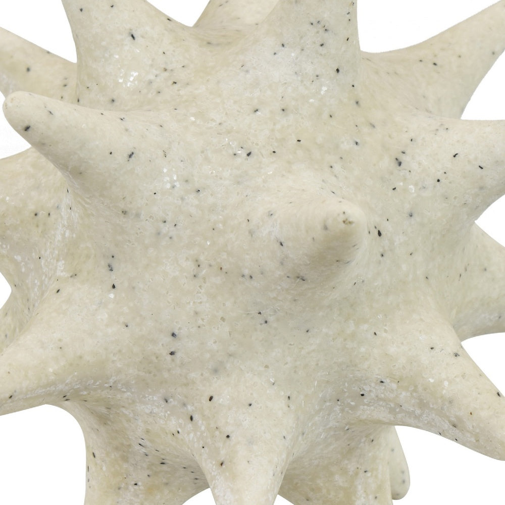 Spiked Tabletop Décor, Textured Coastal Accent, White Resin, 8 Inch-BM353541