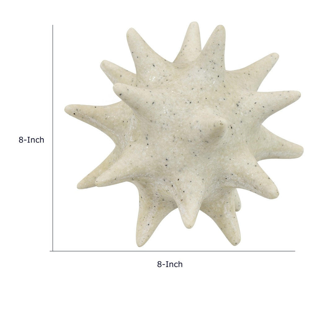 Spiked Tabletop Décor, Textured Coastal Accent, White Resin, 8 Inch-BM353541