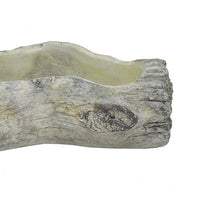 Decorative Faux Log Planter, Driftwood Style Terracotta, 13 Inch Gray-BM353542