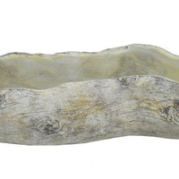 Decorative Faux Log Planter, Driftwood Style Terracotta, 13 Inch Gray-BM353542