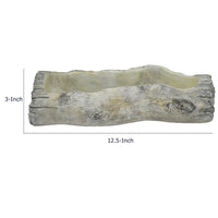Decorative Faux Log Planter, Driftwood Style Terracotta, 13 Inch Gray-BM353542