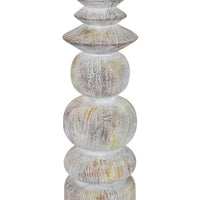 Josi Tabletop Décor Candle Holder, Sculpted Turned Whitewash Resin, 18 Inch -BM353543