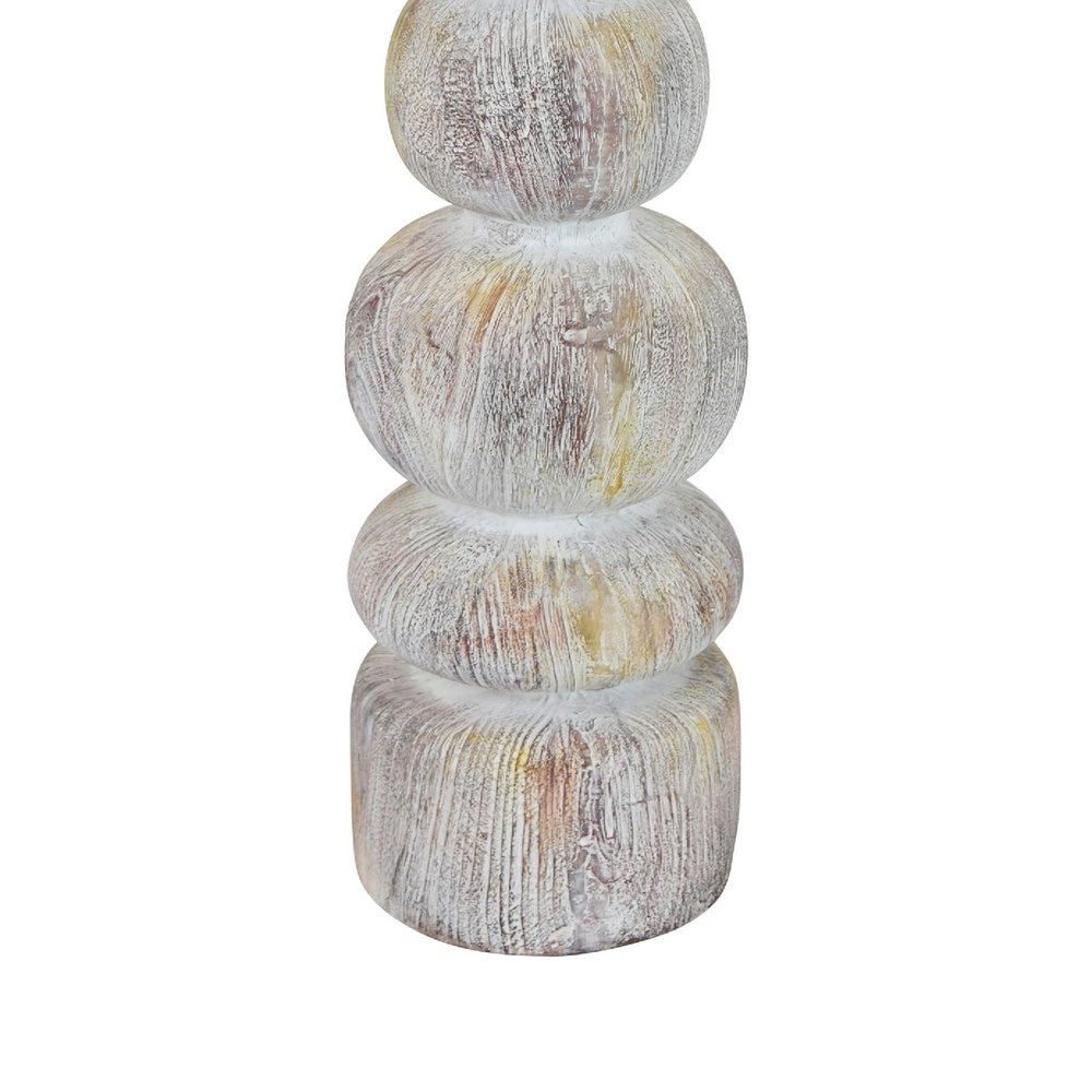 Josi Tabletop Décor Candle Holder, Sculpted Turned Whitewash Resin, 18 Inch -BM353543