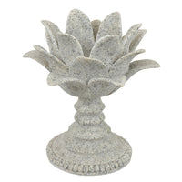 Tabletop Décor Candle Holder, Lotus Leaf Sculptural, Speckled Gray, 10 Inch-BM353544
