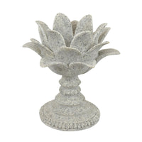 Tabletop Décor Candle Holder, Lotus Leaf Sculptural, Speckled Gray, 10 Inch-BM353544