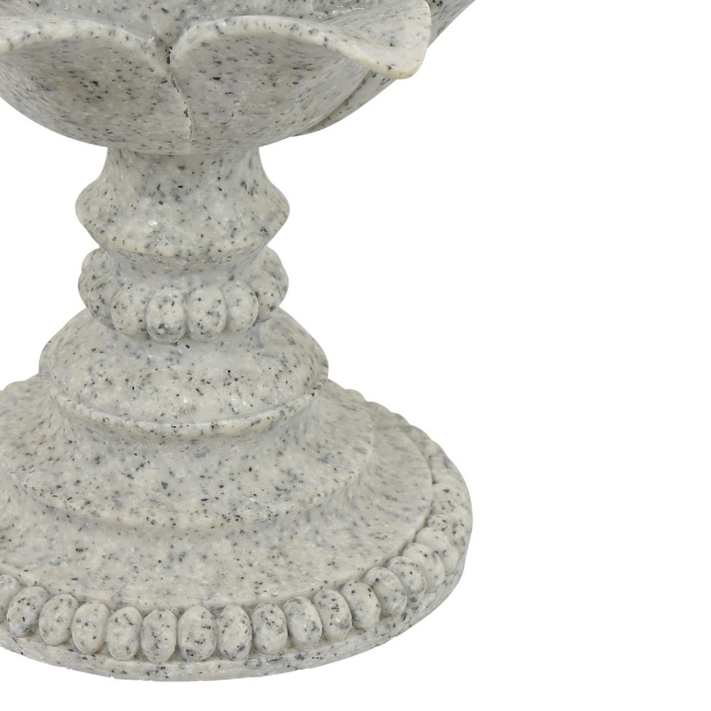 Tabletop Décor Candle Holder, Lotus Leaf Sculptural, Speckled Gray, 10 Inch-BM353544
