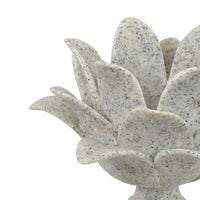 Tabletop Décor Candle Holder, Lotus Leaf Sculptural, Speckled Gray, 10 Inch-BM353544