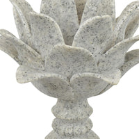 Tabletop Décor Candle Holder, Lotus Leaf Sculptural, Speckled Gray, 10 Inch-BM353544