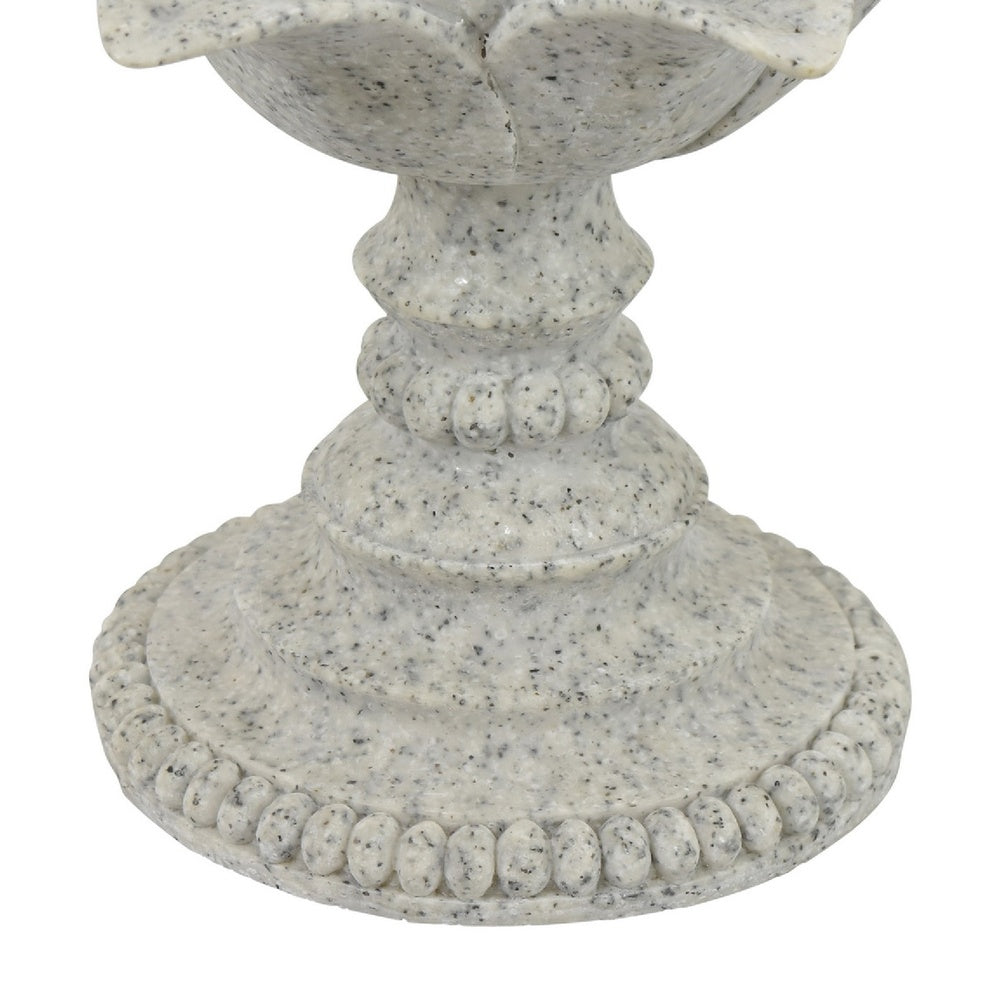 Tabletop Décor Candle Holder, Lotus Leaf Sculptural, Speckled Gray, 10 Inch-BM353544
