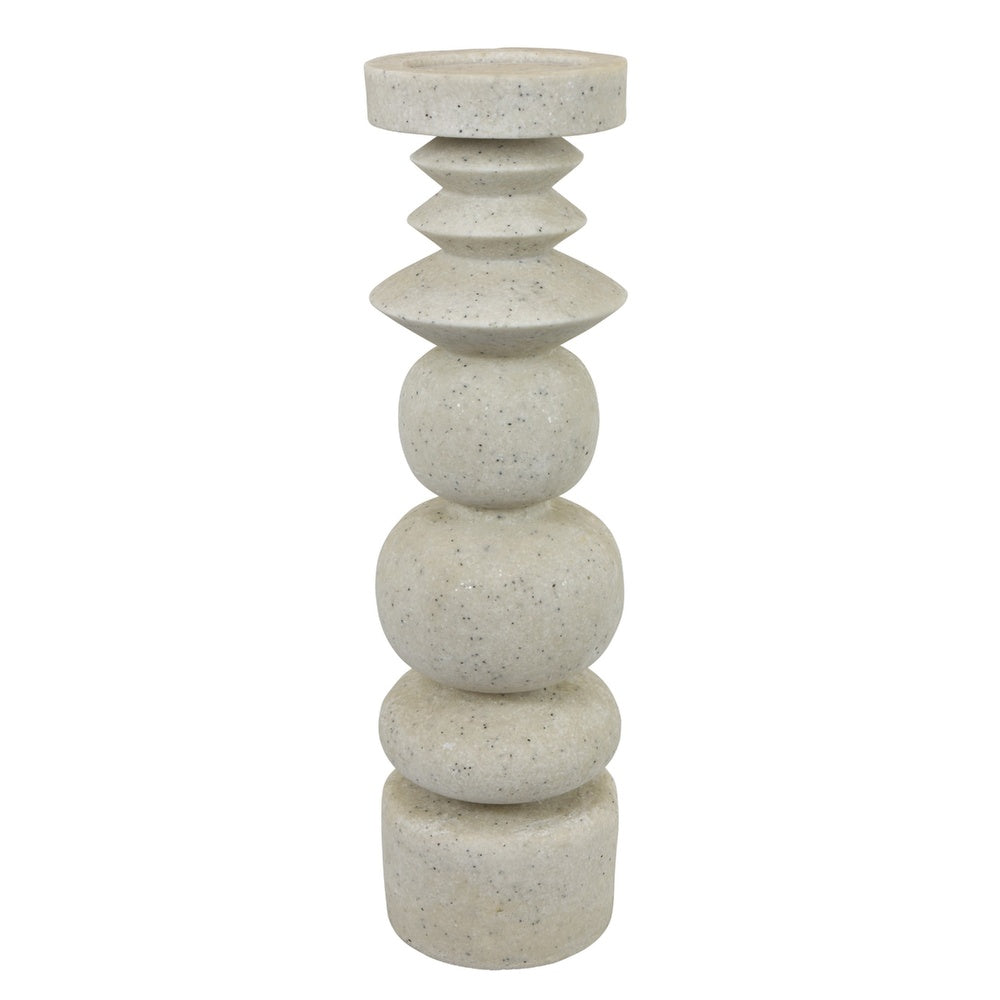 Josi Tabletop Décor Candle Holder, Sculpted Turned White Resin, 18 Inch -BM353545