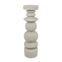 Josi Tabletop Décor Candle Holder, Sculpted Turned White Resin, 18 Inch -BM353545