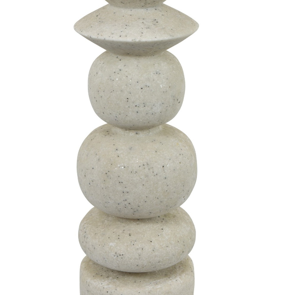 Josi Tabletop Décor Candle Holder, Sculpted Turned White Resin, 18 Inch -BM353545