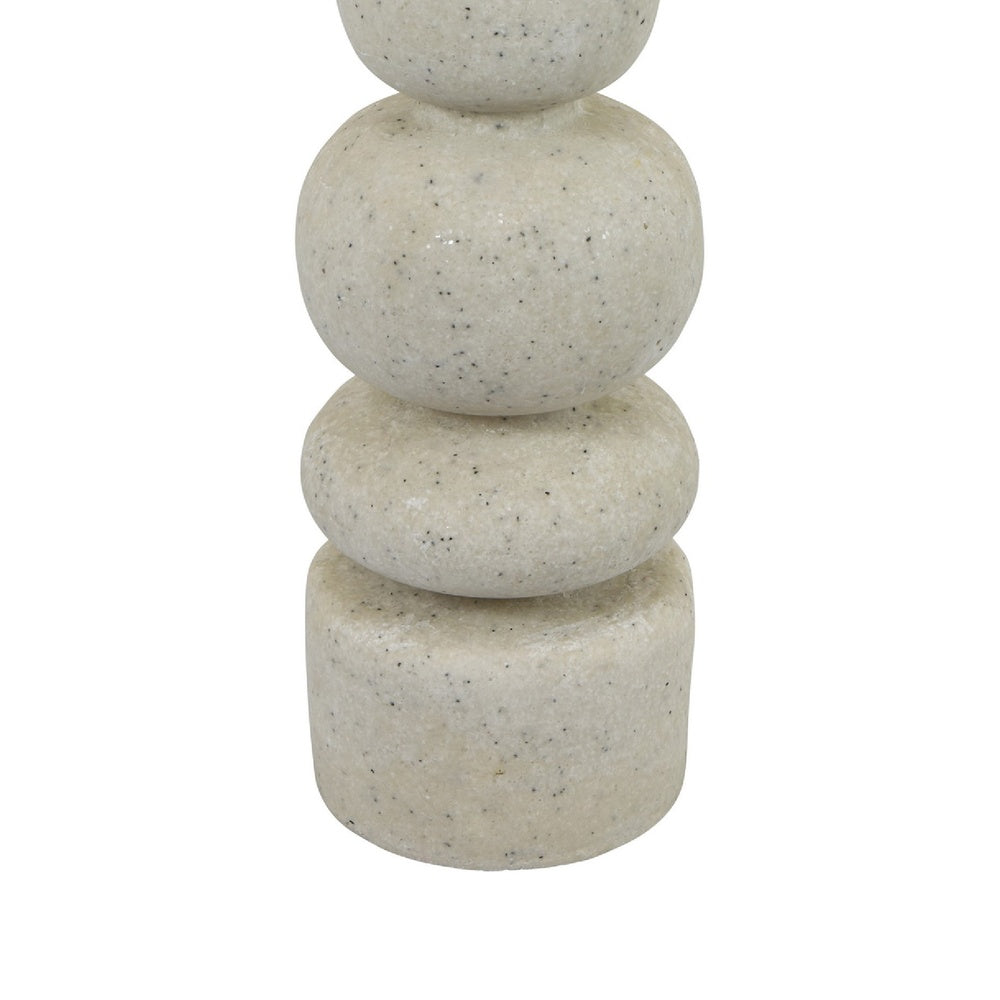 Josi Tabletop Décor Candle Holder, Sculpted Turned White Resin, 18 Inch -BM353545