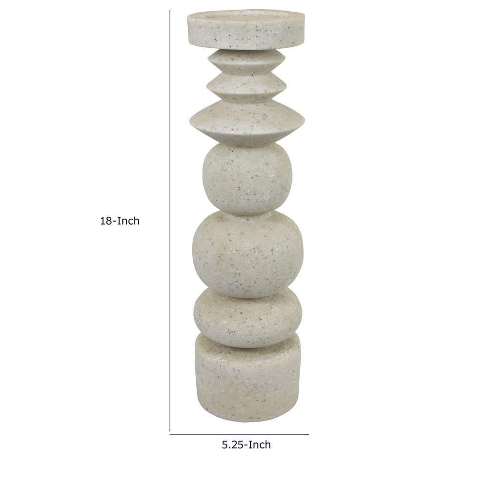 Josi Tabletop Décor Candle Holder, Sculpted Turned White Resin, 18 Inch -BM353545