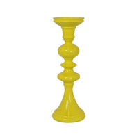 Meo Tabletop Décor Candle Holder, Sculpted Turned Yellow Resin, 18 Inch-BM353546