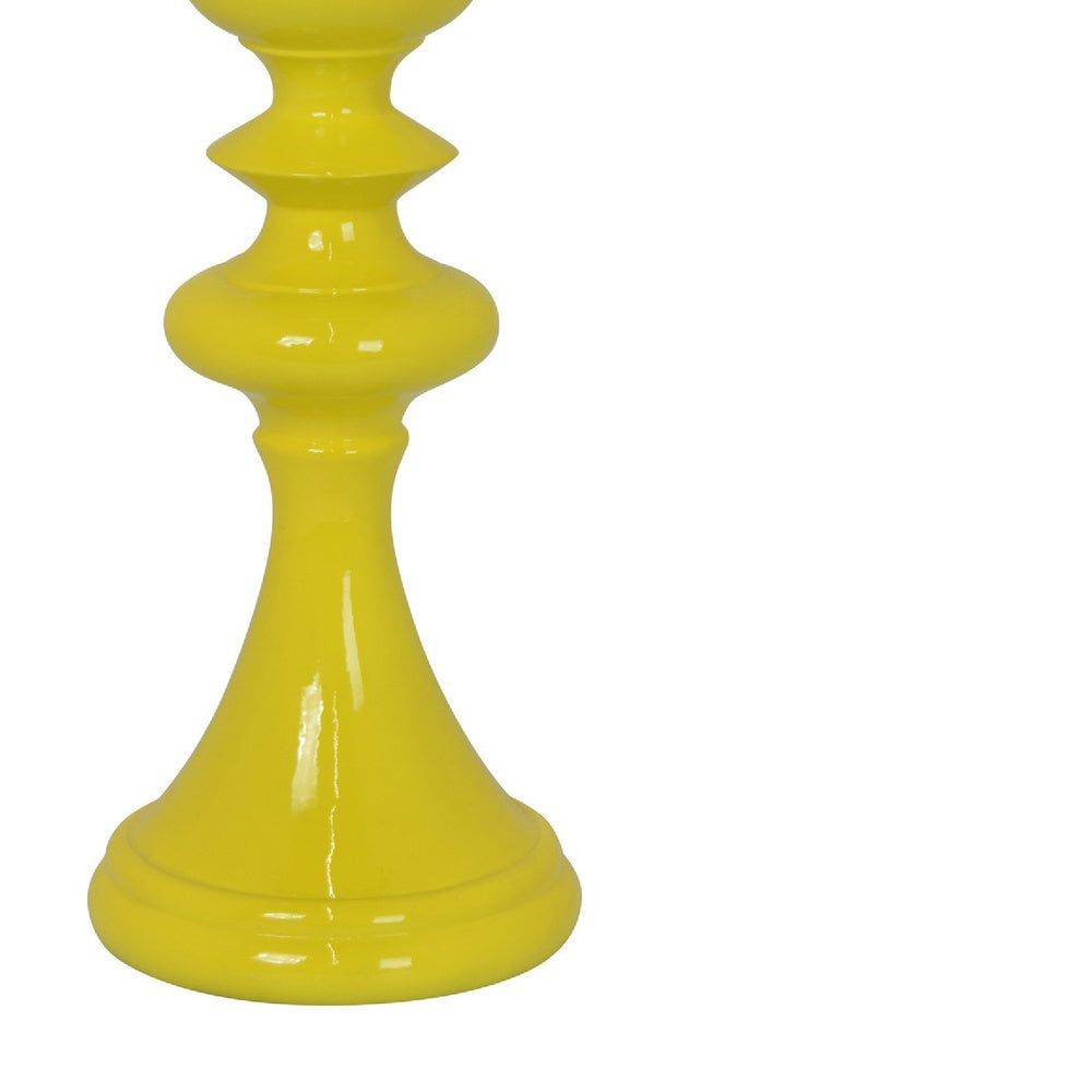 Meo Tabletop Décor Candle Holder, Sculpted Turned Yellow Resin, 18 Inch-BM353546