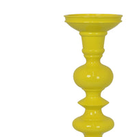 Meo Tabletop Décor Candle Holder, Sculpted Turned Yellow Resin, 18 Inch-BM353546