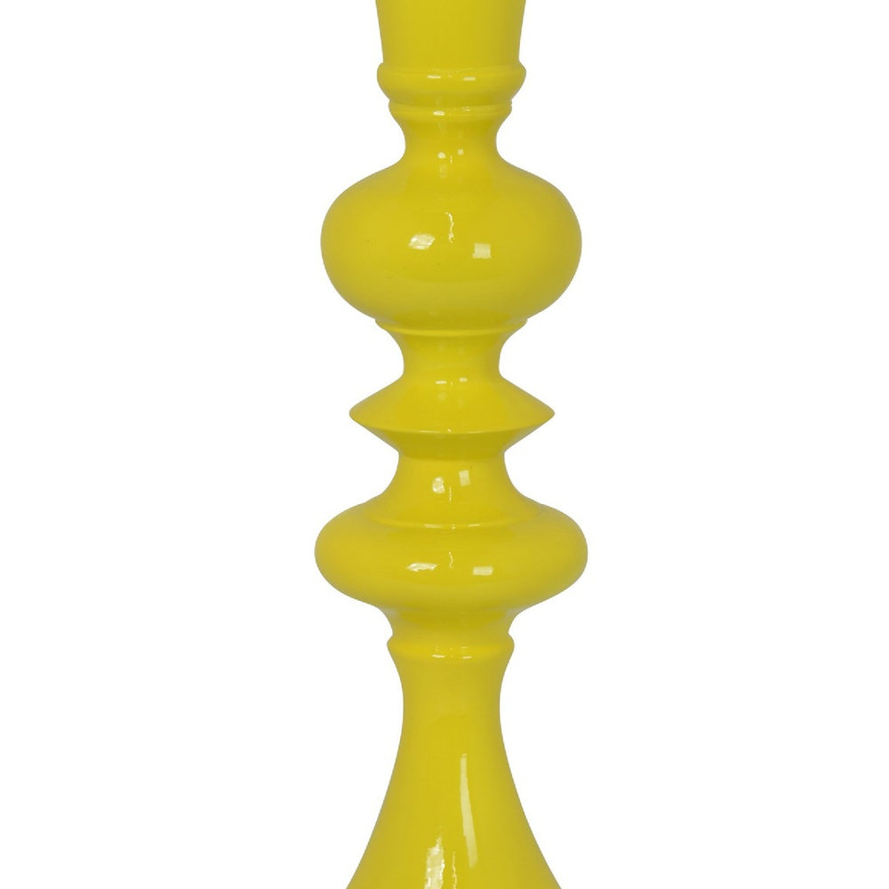 Meo Tabletop Décor Candle Holder, Sculpted Turned Yellow Resin, 18 Inch-BM353546