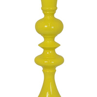 Meo Tabletop Décor Candle Holder, Sculpted Turned Yellow Resin, 18 Inch-BM353546