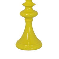 Meo Tabletop Décor Candle Holder, Sculpted Turned Yellow Resin, 18 Inch-BM353546