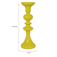 Meo Tabletop Décor Candle Holder, Sculpted Turned Yellow Resin, 18 Inch-BM353546