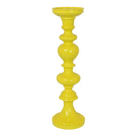 Meo Tabletop Décor Candle Holder, Sculpted Turned Yellow Resin, 20 Inch-BM353547