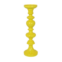 Meo Tabletop Décor Candle Holder, Sculpted Turned Yellow Resin, 20 Inch-BM353547