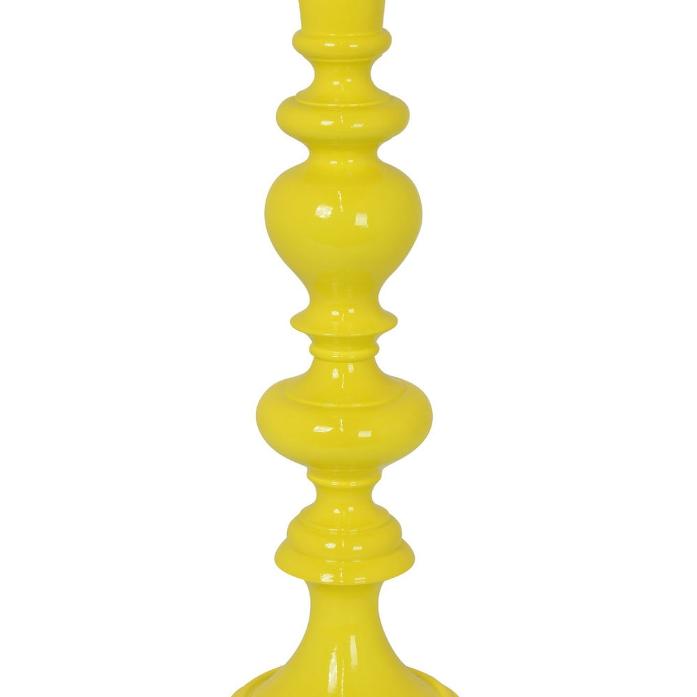 Meo Tabletop Décor Candle Holder, Sculpted Turned Yellow Resin, 20 Inch-BM353547