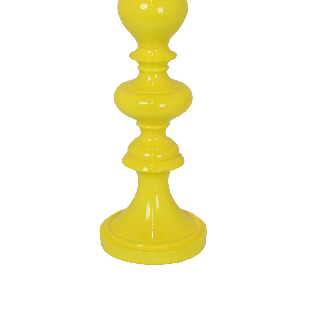 Meo Tabletop Décor Candle Holder, Sculpted Turned Yellow Resin, 20 Inch-BM353547