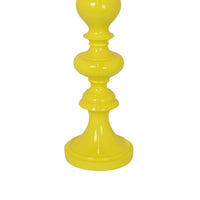 Meo Tabletop Décor Candle Holder, Sculpted Turned Yellow Resin, 20 Inch-BM353547