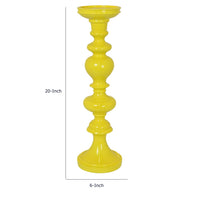Meo Tabletop Décor Candle Holder, Sculpted Turned Yellow Resin, 20 Inch-BM353547