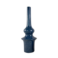 Fea Decorative Flower Vase, Narrow Mouth, Turned Blue Ceramic, 21 Inch-BM353548