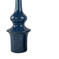 Fea Decorative Flower Vase, Narrow Mouth, Turned Blue Ceramic, 21 Inch-BM353548