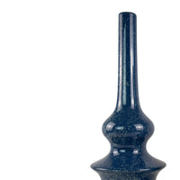 Fea Decorative Flower Vase, Narrow Mouth, Turned Blue Ceramic, 21 Inch-BM353548