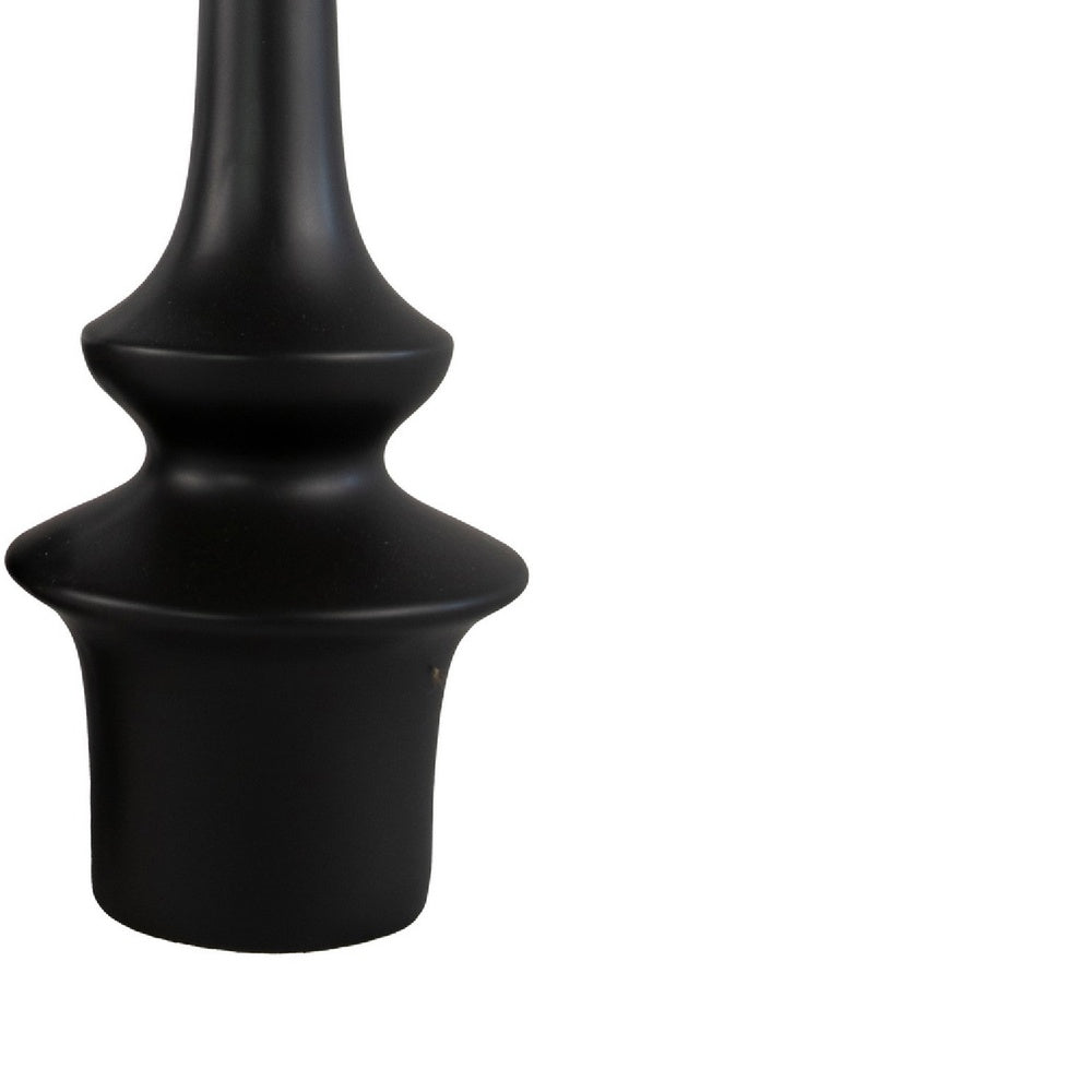 Fea Decorative Flower Vase, Narrow Mouth, Turned Black Ceramic, 17 Inch-BM353549