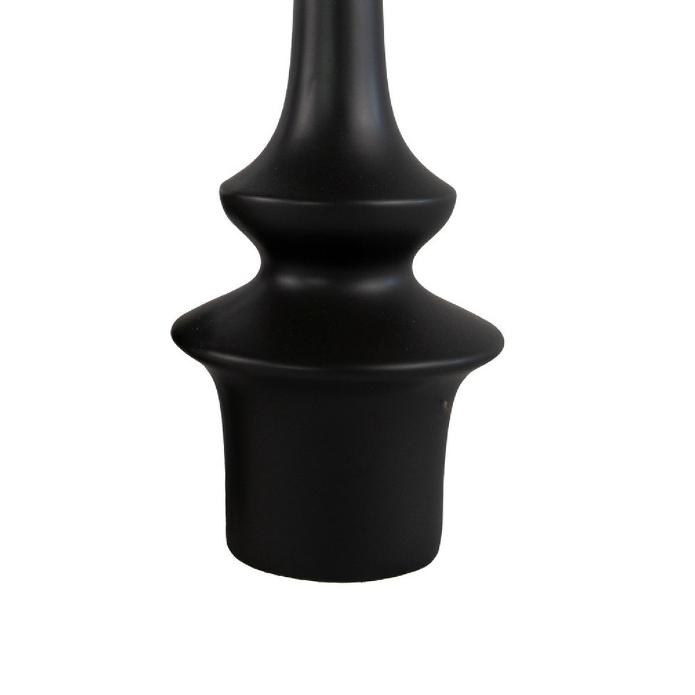 Fea Decorative Flower Vase, Narrow Mouth, Turned Black Ceramic, 17 Inch-BM353549