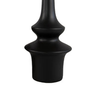 Fea Decorative Flower Vase, Narrow Mouth, Turned Black Ceramic, 17 Inch-BM353549