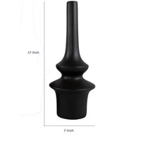 Fea Decorative Flower Vase, Narrow Mouth, Turned Black Ceramic, 17 Inch-BM353549