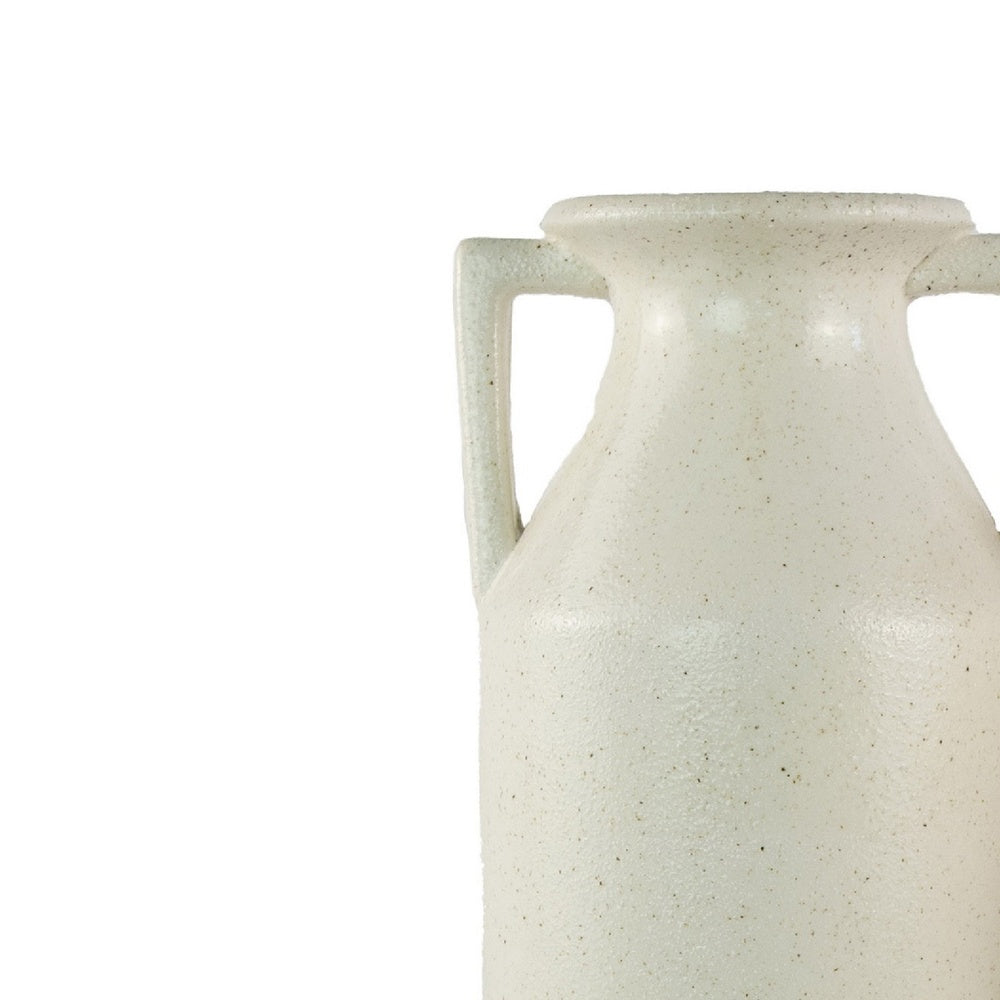 Decorative Flower Vase, Farmhouse Milk Jug Style, 17 Inch White Ceramic -BM353550