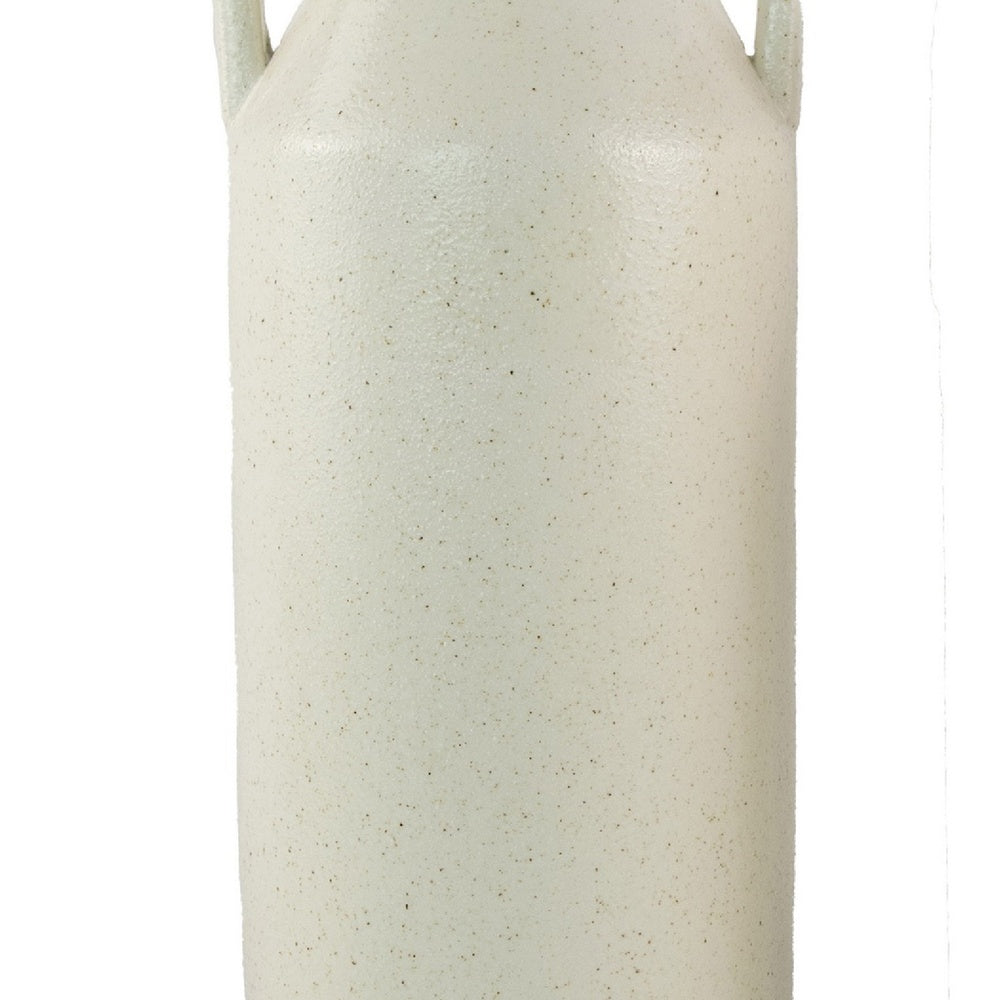 Decorative Flower Vase, Farmhouse Milk Jug Style, 17 Inch White Ceramic -BM353550
