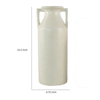 Decorative Flower Vase, Farmhouse Milk Jug Style, 17 Inch White Ceramic -BM353550