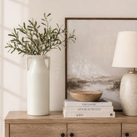 Decorative Flower Vase, Farmhouse Milk Jug Style, 17 Inch White Ceramic -BM353550