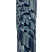 Decorative Flower Vase, Textured Herringbone, Blue Ceramic, 20 Inch-BM353551