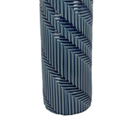 Decorative Flower Vase, Textured Herringbone, Blue Ceramic, 20 Inch-BM353551